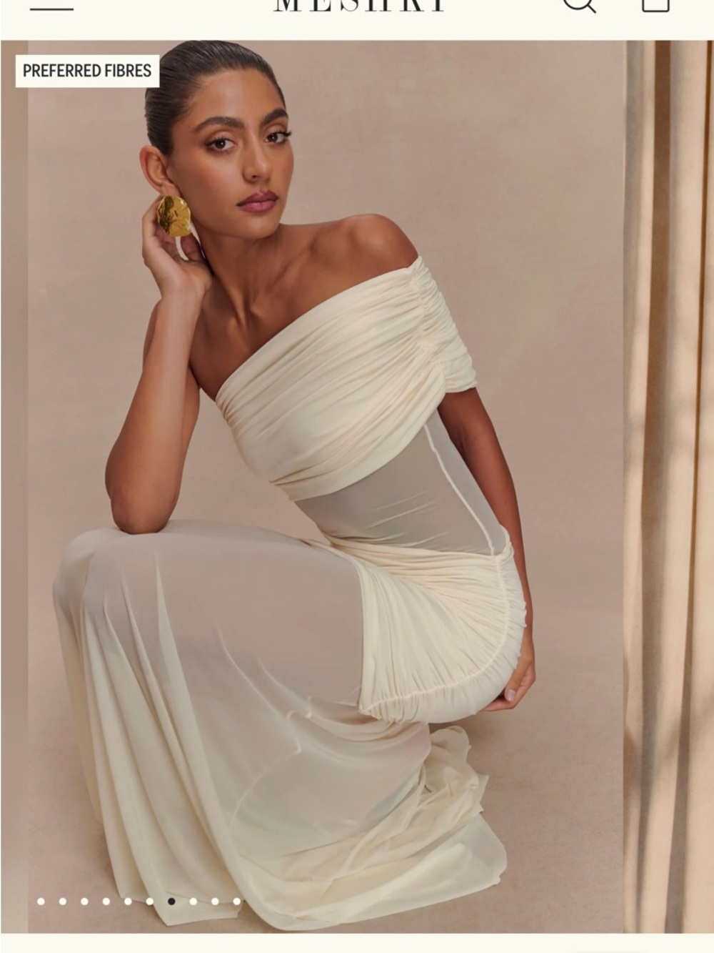 Meshki Dallas Dress-Ivory- One-Shoulder Asymmetrical Ruched Maxi Dress - Picture 4 of 8